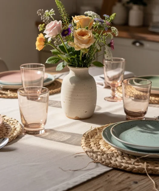 Les indispensables à associer à votre nappe enduite pour une table accueillante