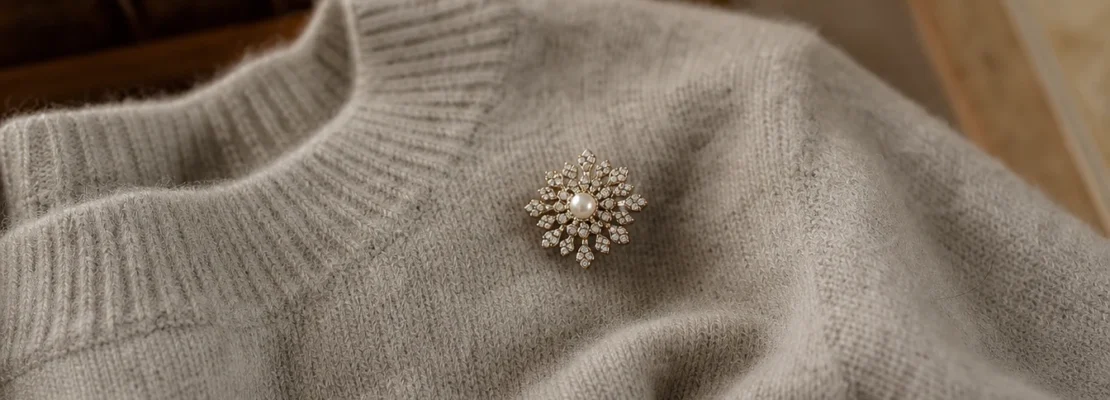 On a testé la broche scintillante sur un simple pull en maille : le résultat est bluffant