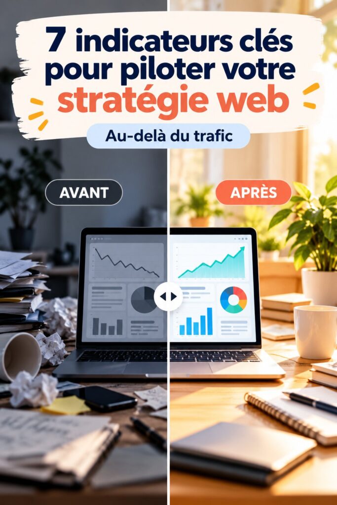 Exemple de tableau de bord avec des indicateurs clés de performance en marketing digital.